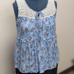Hannah Blue Babydoll Sleeveless Top XL Plus